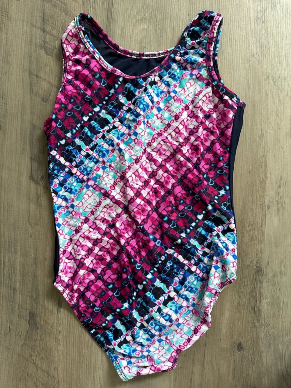 Navy Girls' Leotard Pink Trim by Destira - Picture 2 of 3